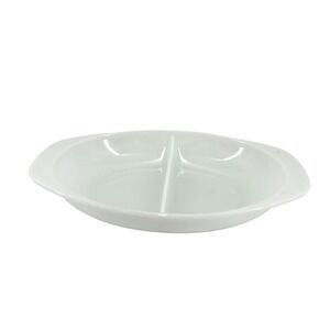 Vintage Pyrex White Divided Oval Serving Dish 1.5 Qt USA Mid Century